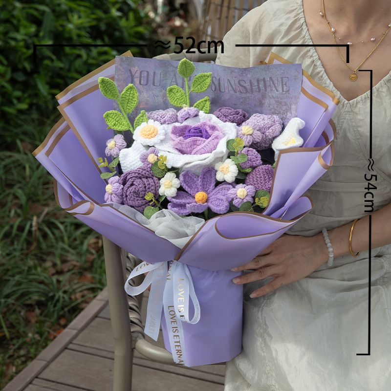Thai Rose Knitted Large Bouquet - Purple
