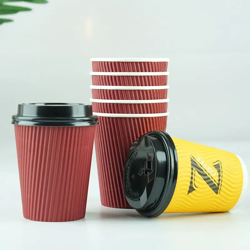 Vasos de papel desechables personalizados, taza de café de papel Kraft biodegradable, 8oz, 12oz, 16oz, taza de doble pared con logotipo personalizado