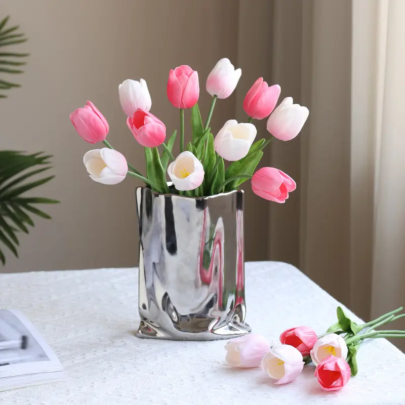 Pu sentir aberto ins vento casa mesa enfeites florais simulação tulipa atacado decoração de casamento flores artificiais presentes