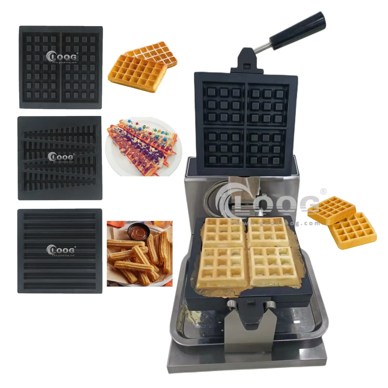 Fast Food restoran ekipmanları elektrikli kare belçika Waffle yapma makinesi fiyat 110V 220V ticari döner Waffle makinesi