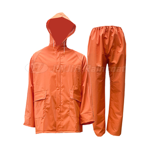 ชุดเสื้อกันฝนโพลีเอสเตอร์ PVC สีเหลืองกันน้ำมองเห็นได้ชัดเจนชุดเสื้อแจ็กเก็ตกางเกงสำหรับวันฝนตก - Product Image 2