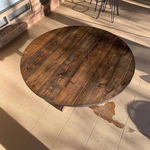 工厂制造的乡村圆桌圆桌栈桥圆桌松木餐桌实木家具 - Product Image 4