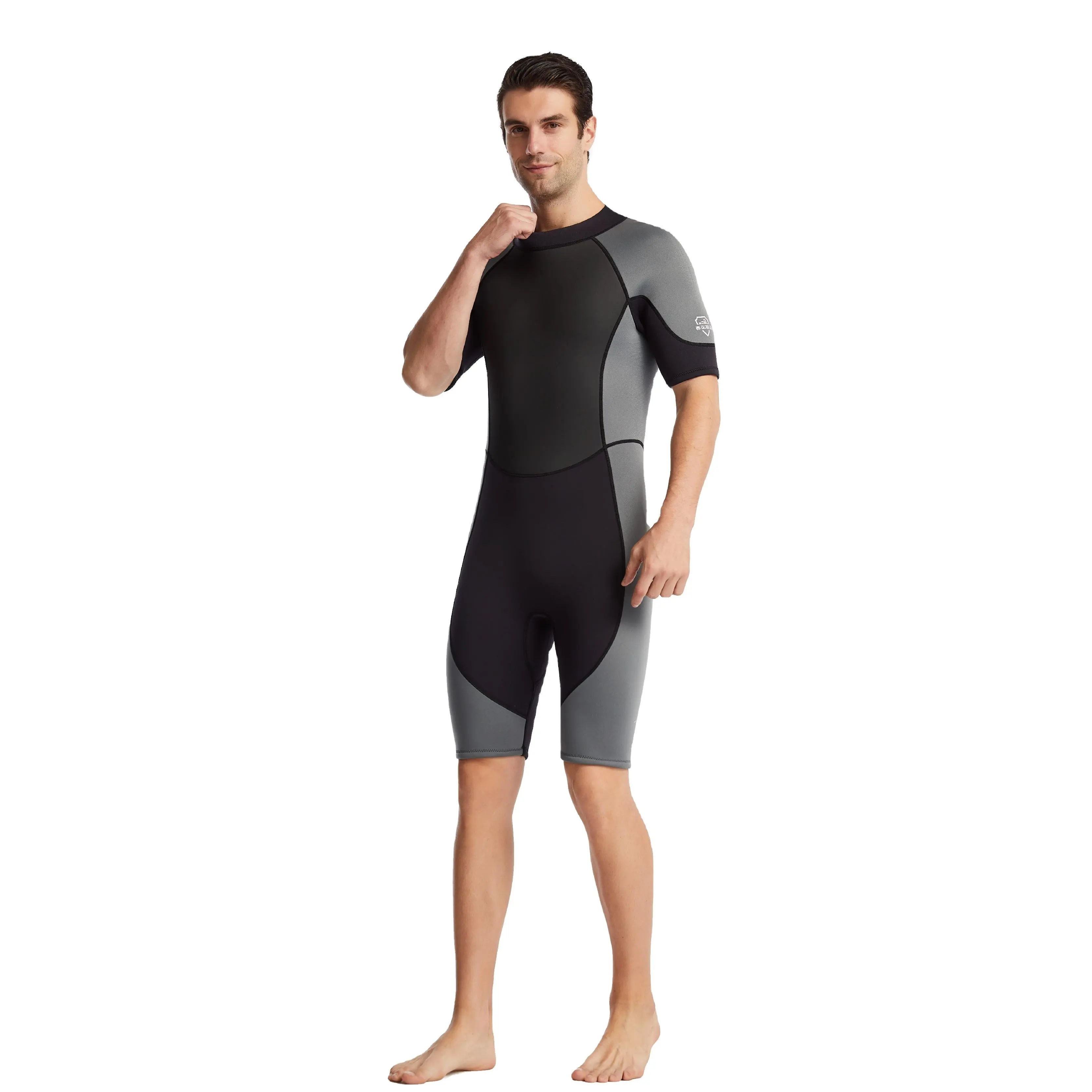 ชุดเว็ทสูทนีโอพรีนสำหรับผู้ชาย3มม. 4มม.,ชุดดำน้ำแบบชิ้นเดียวแขนสั้นเล่นเซิร์ฟว่ายน้ำดำน้ำชุดเว็ทสูท