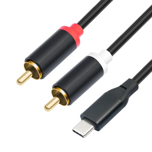 Fábrica tipo-c USB a dual RCA cable de audio de video macho decodificación incorporada RCA a tipo cable trenzado de nylon 1m 2m 3M tipo A RCA macho - Product Image 1