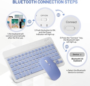 2024 Venta caliente Android iOS Windows para BT Mini Tablet teclado Idioma personalizado español ruso coreano teclado inalámbrico ratón - Product Image 6