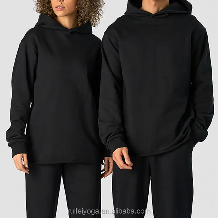 Logo personnalisé Votre Marque Hoodies Haute Qualité Doux Anti-Rétrécissement Épaule Goutte Poids Lourd Brodé Unisexe Sweat à Capuche Polaire Surdimensionné