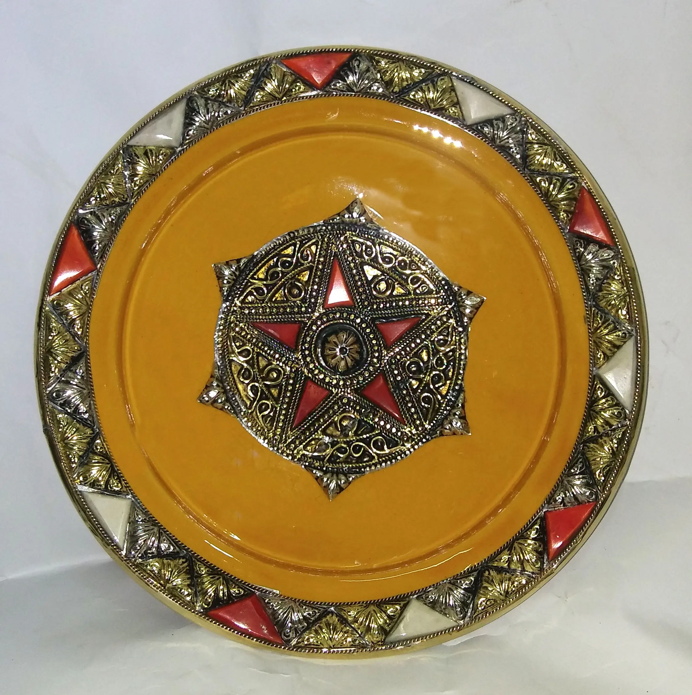 Marroquina placas decorativas de cerâmica estilo vintage feitos à mão pintado placa com metal? FEITAS À MÃO