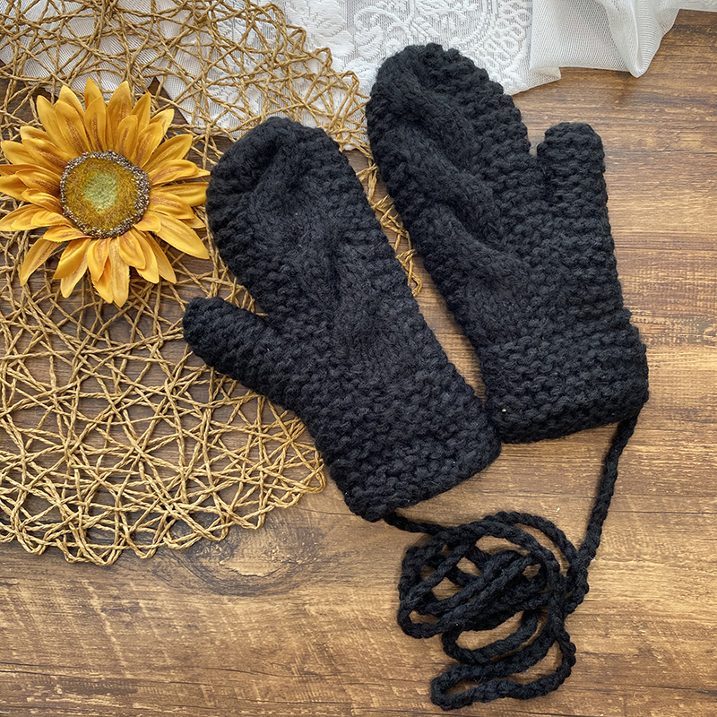 Taille unique-noir une boîte cadeau en laine tricotée épaisse