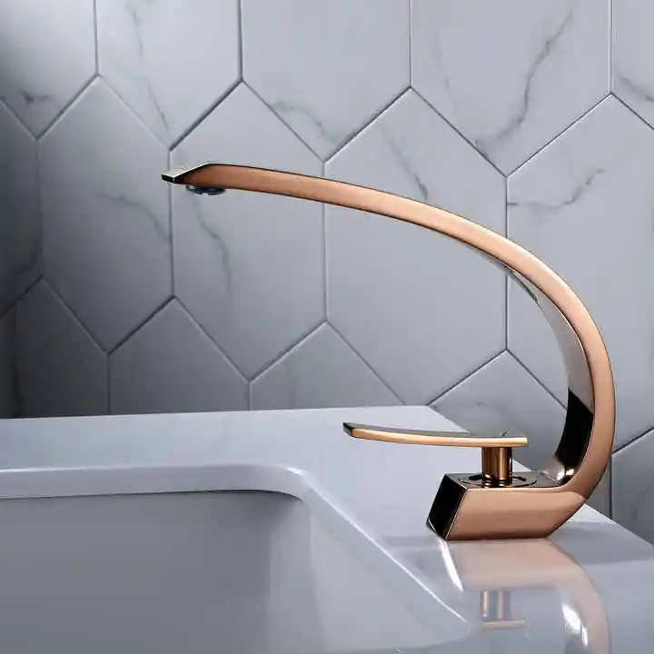 Miscelatore rubinetto in ottone rubinetti per il bagno accessori per il bagno a foro singolo rubinetto del lavandino del bagno di lusso color oro di alta qualità