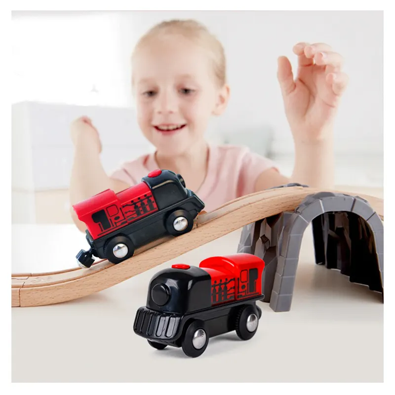 Tren de pista personalizado para bebé, juguete de tren, coche de vía férrea, motor alimentado por batería para niños, figura educativa, modelo, tren, juguete para niños