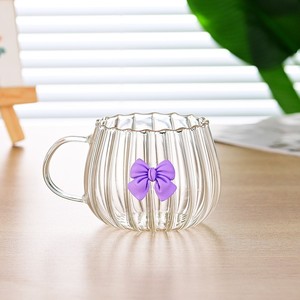 Ripple Glass <strong>Cup</strong> with Bowknot Unique Gift for Girls Cute Glasses - Product Image 3