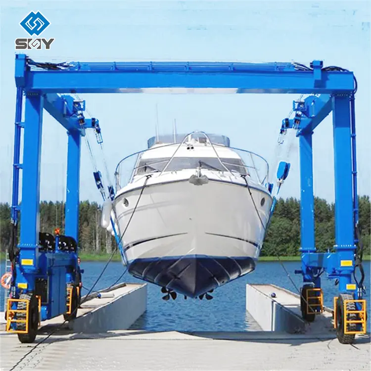 Mobile Boat Hoist 350 Ton 200 100 Ton 10 Tons Boat Lift Crane Yacht Clube Marine Travel Lift Gantry Crane With Rubber Tyred