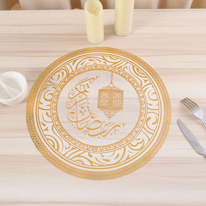 PVC Hot Stamping <strong>Silver</strong> Color Gold Printing Coat-pad Star Moon Placemat Round <strong>Table</strong> <strong>Mat</strong> Waterproof Non-slip <strong>Table</strong> <strong>Mat</strong> - Product Image 4