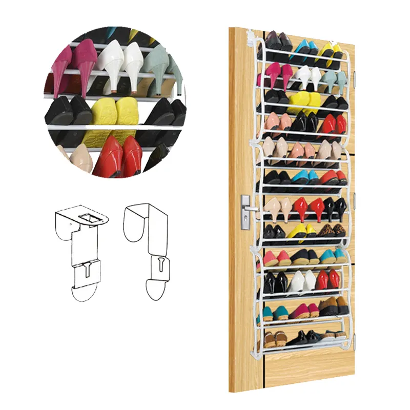 Hot Sell 4/8/12 Tiers Organizer Schoenrek Deur Achter Multi-Layer Schoen Organizer Rek Stand Plastic Schoenenrek