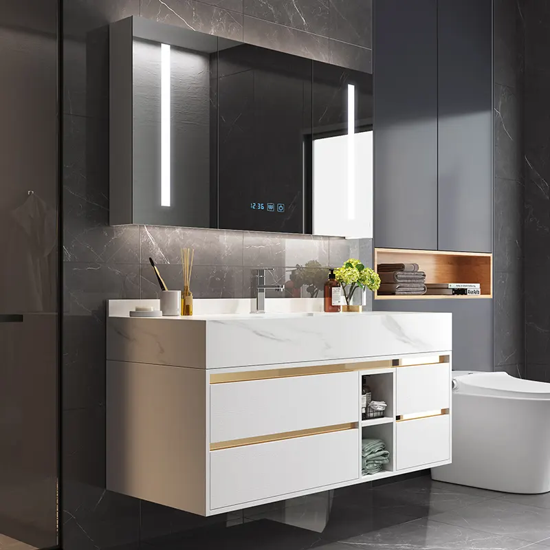 AYPG024-120 banheiro vanity com espelho inteligente banheiro vanity moderno armário do banheiro com bacia