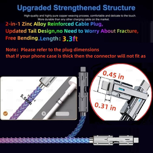 OEM 1m点亮3.3英尺编织RGB彩色渐变USB C至C电缆4合1 USB充电电缆LED USB A适用于iphone 16 15 - Product Image 2