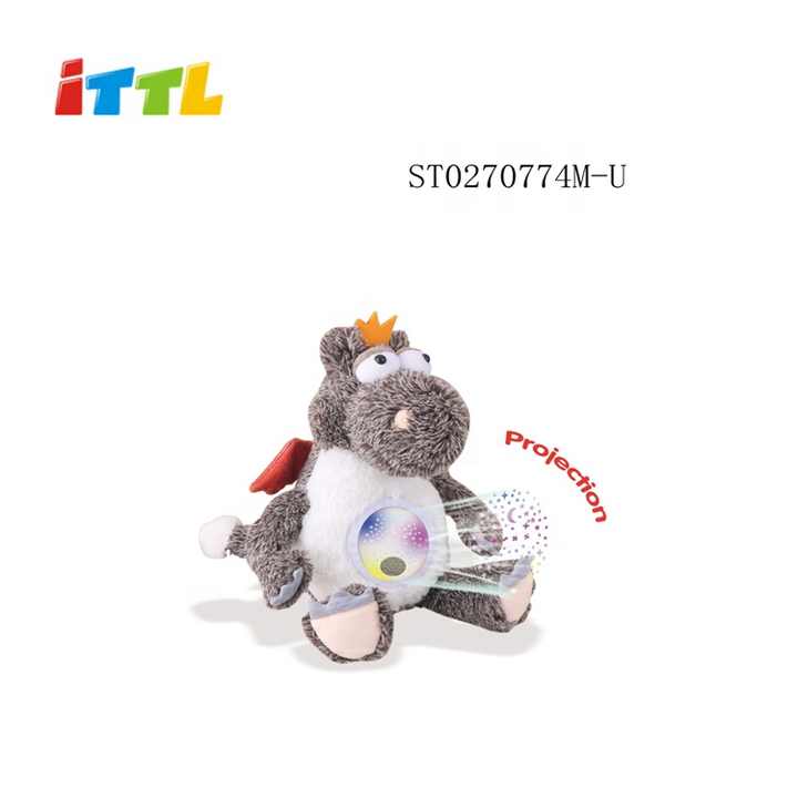 Mainan boneka bayi, anime menenangkan, mainan balita proyeksi listrik katun lembut mewah, boneka hewan