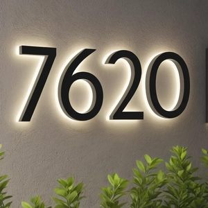 Custom Backlit Metal House Number <strong>Multiple</strong> Color Changing with Sound Waterproof Outdoor Address Modern Aesthetic Letters - Product Image 6