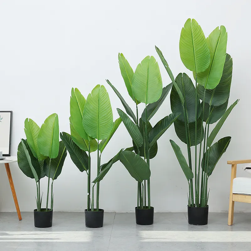 New Style Big Artificial Plant Green Decorative Traveler's Banana Tree in Pot Tropical Tree Bonsai Indoor Outdoor Decor