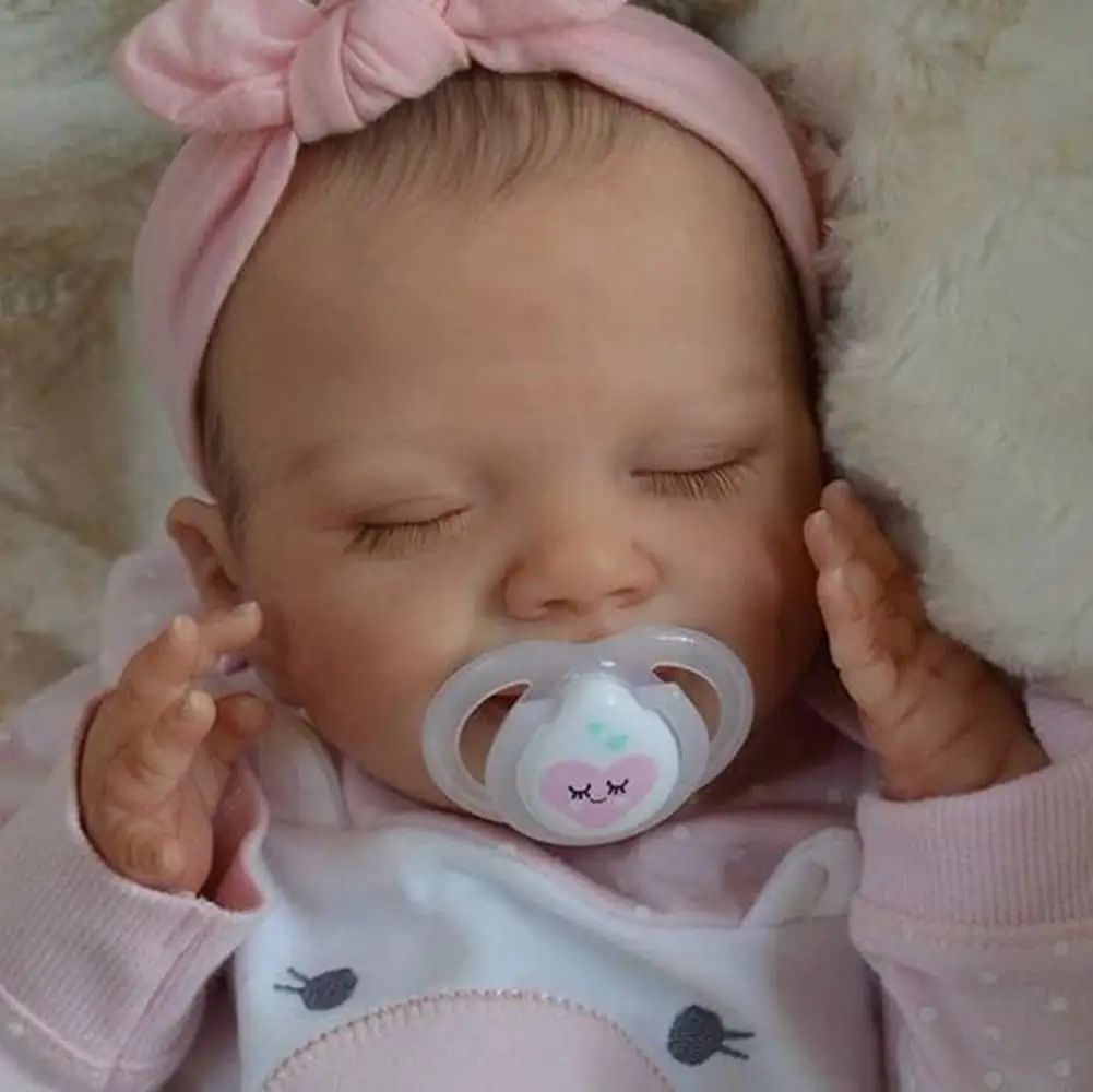 18 "Weiches Vinyl Silikon Realistische Baby Sleeping Girl Puppen Lebensechte Neugeborene Baby puppen Reborn Sleeping Baby Dolls