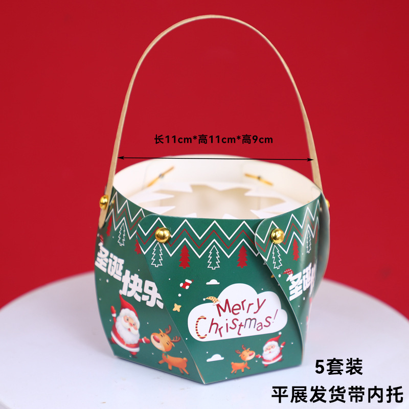 Merry Christmas Tote Box Green 5 Set