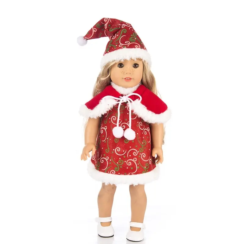 RTS vestiti per bambole di natale vestito per ragazze dolci accessori per bambole da 50cm cappello in cotone avvolge 3 pezzi set per bambola
