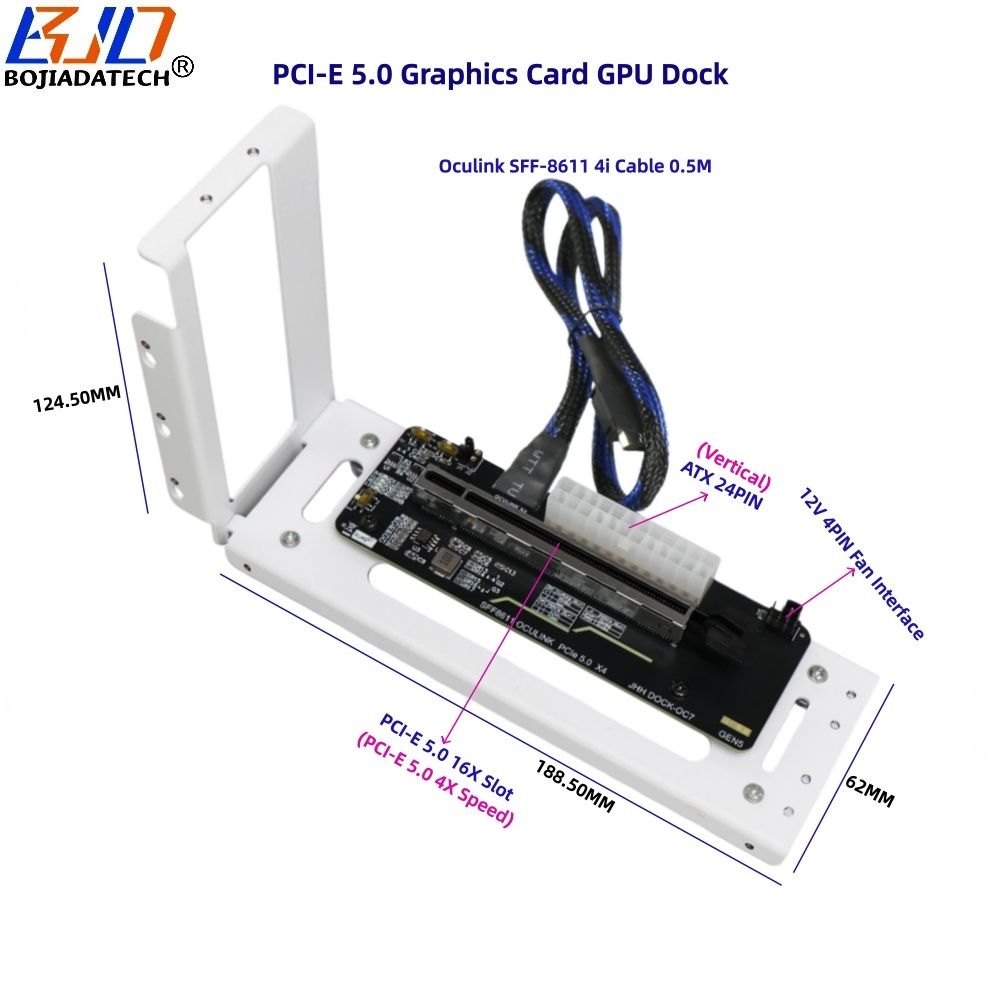 PCI-E5.0 X4 GPU Dock-24PIN Vertical White
