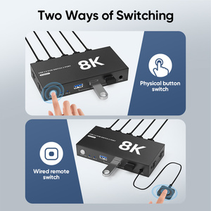Portable <strong>2</strong> in <strong>1</strong> OUT 8K HDMI <strong>KVM</strong> Switcher <strong>1</strong> Monitor <strong>2</strong> Computers USB 3.0 EDID 8k60hz <strong>2</strong> Way <strong>KVM</strong> <strong>Switch</strong>