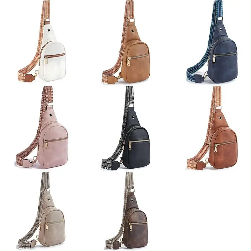 Personalização Atacado Crossbody Bag Mulheres PU Cintura Belt Peito Sacos Zipper Couro Sling Bag