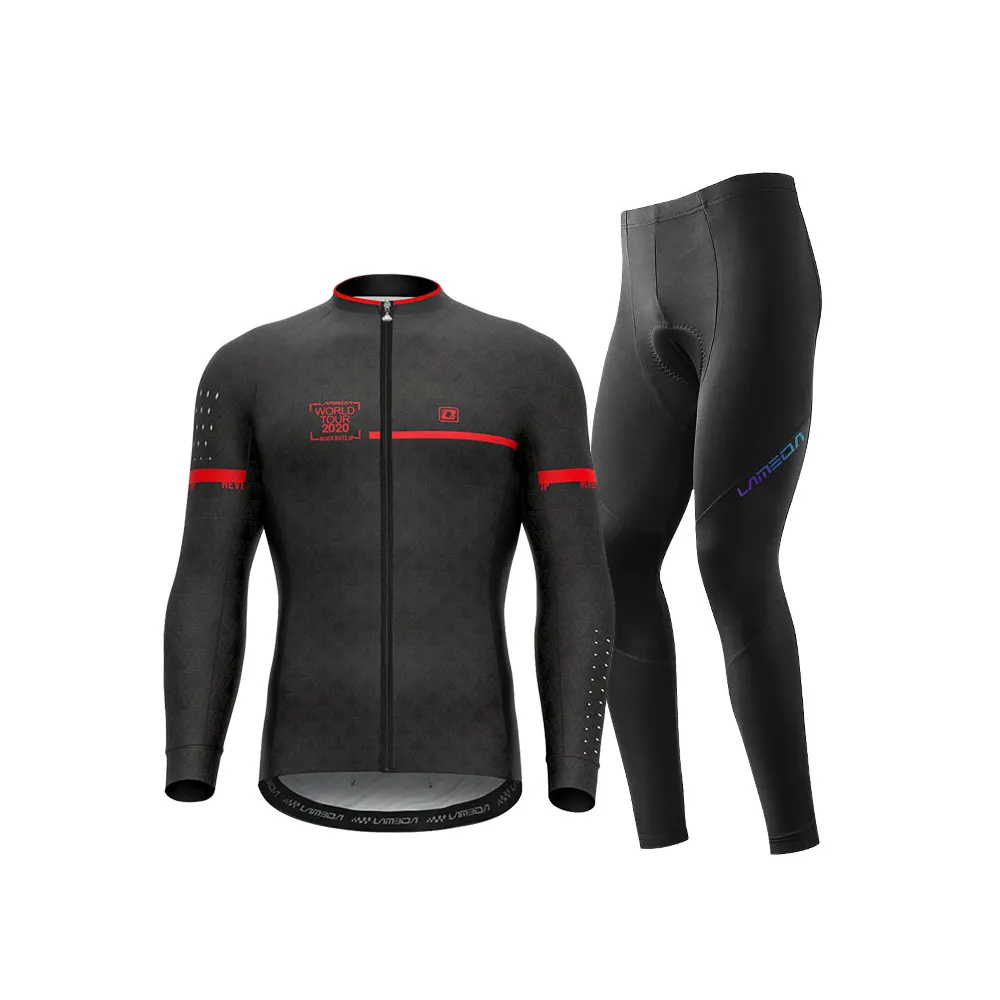 Conjunto de Jersey de Ciclismo de manga larga para hombre, pantalones de lana o de carretera cálidos para ciclismo de montaña, equipo para exteriores, primavera y otoño