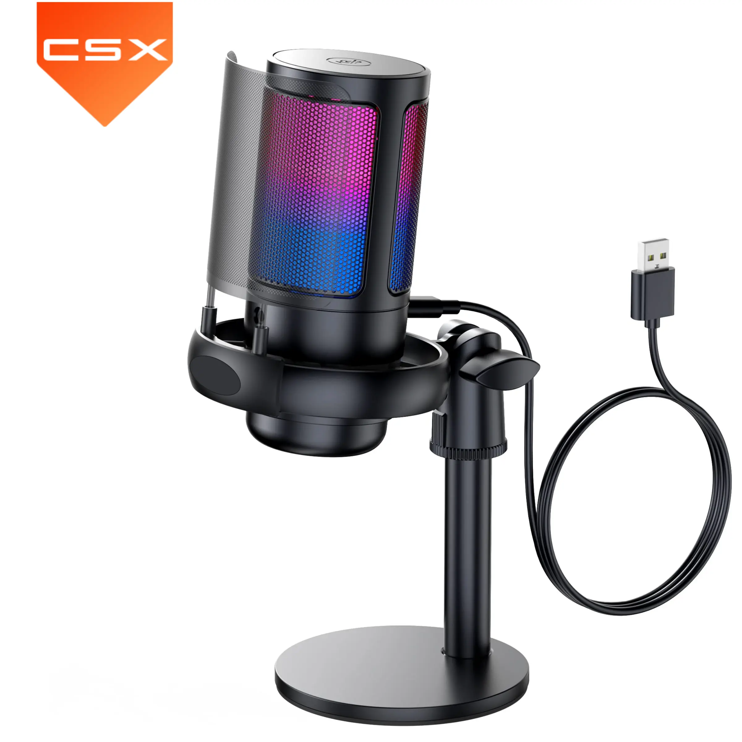 CSX 새로운 모델 A6 전문 AmpliGame 마이크 라이브 스트리밍 콘덴서 데스크탑 RGB 게임 USB 녹음 스튜디오 마이크