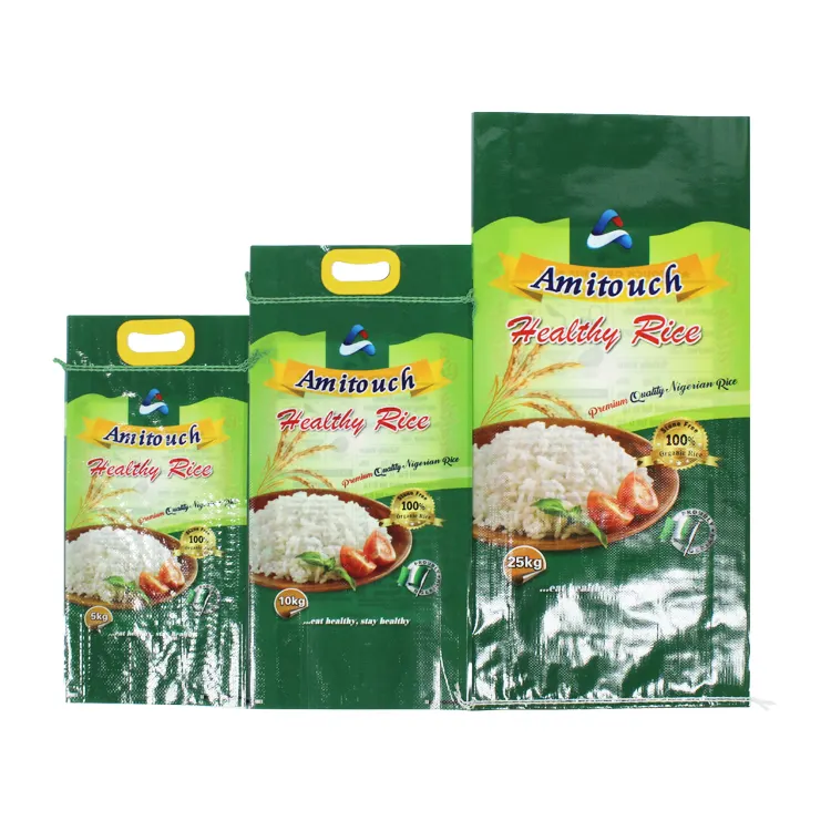 Bolsas de arroz de plástico para arroz laminado, 15kg, 25kg, 50 kg, precio bajo, venta al por mayor