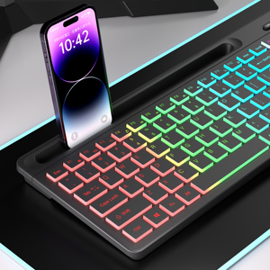 2,4G para Bluetooth RGB teclado silencioso ratón Combo 103 teclas membrana Multimedia inalámbrico para PC ordenador interfaz USB - Product Image 5