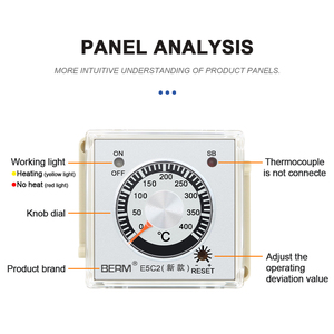Controlador de temperatura de 220V tipo puntero K salida de relé de entrada 200/400 controlador de temperatura del horno E5C2 - Product Image 3