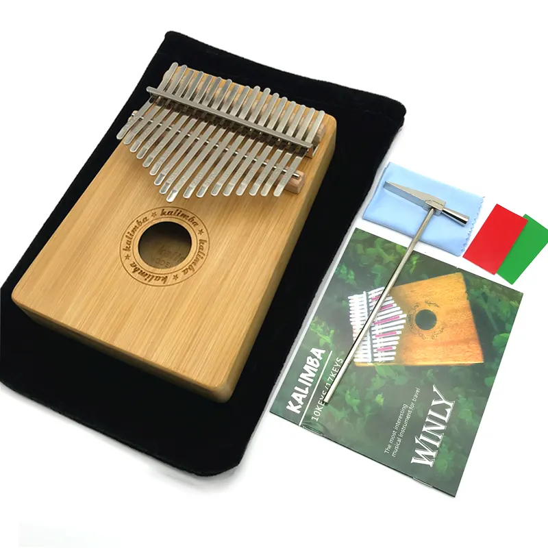 Piano de dedo mbira africano de bambu liso, 17 teclas, piano de dedo, instrumento musical