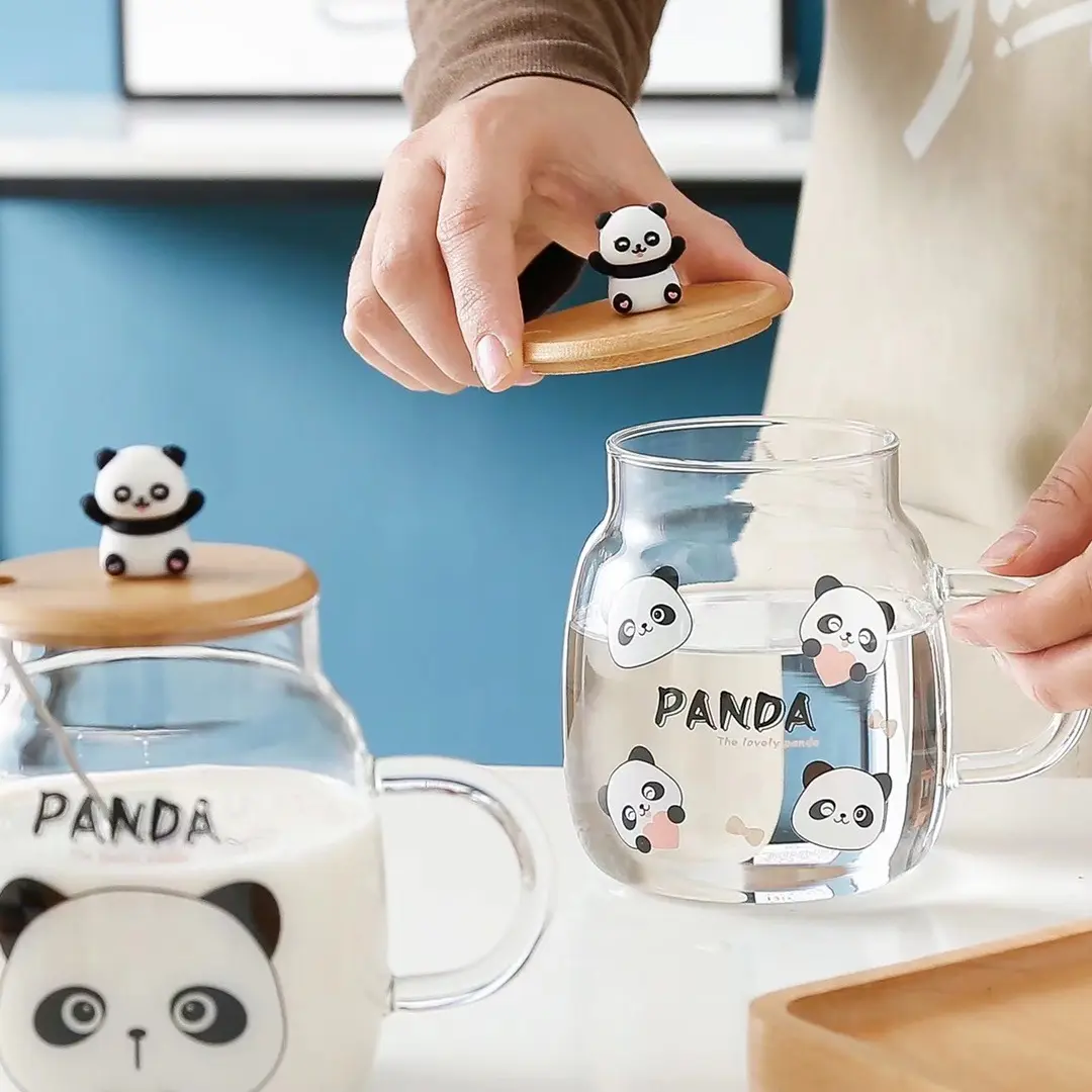 Cartoon Dier Panda Ontbijt Cup Glazen Beker