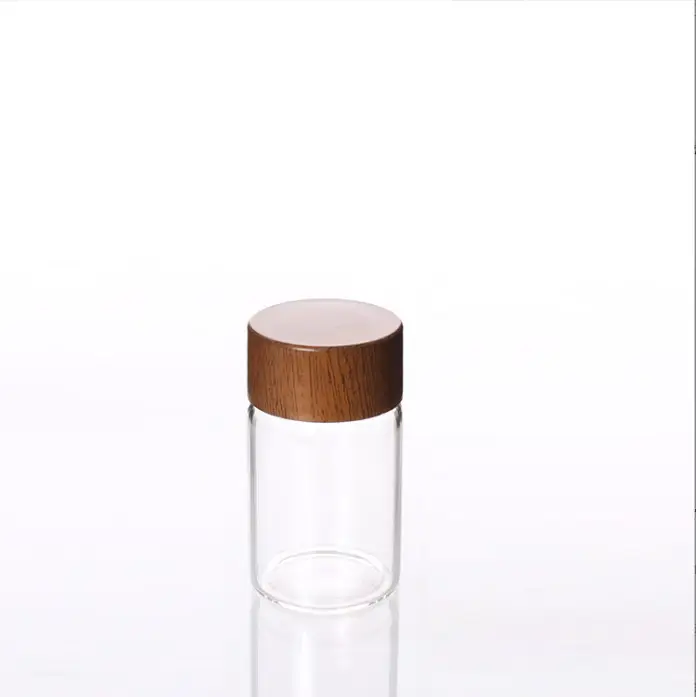 10ml-50ml Glass Bottle With Wooden Lid For Powder Solid