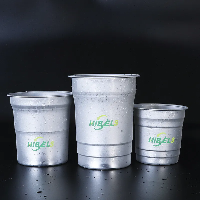 HIBELS 270ml 480ml 600ml copos de alumínio com logotipo partido reusável de alumínio frio bebida frio frio copo
