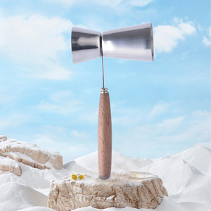 Factory Direct Japanese Style 25/50ml Stainless Steel Measure Custom Bar Double Cocktail <strong>Jigger</strong> with Wood Handle - Product Image 3