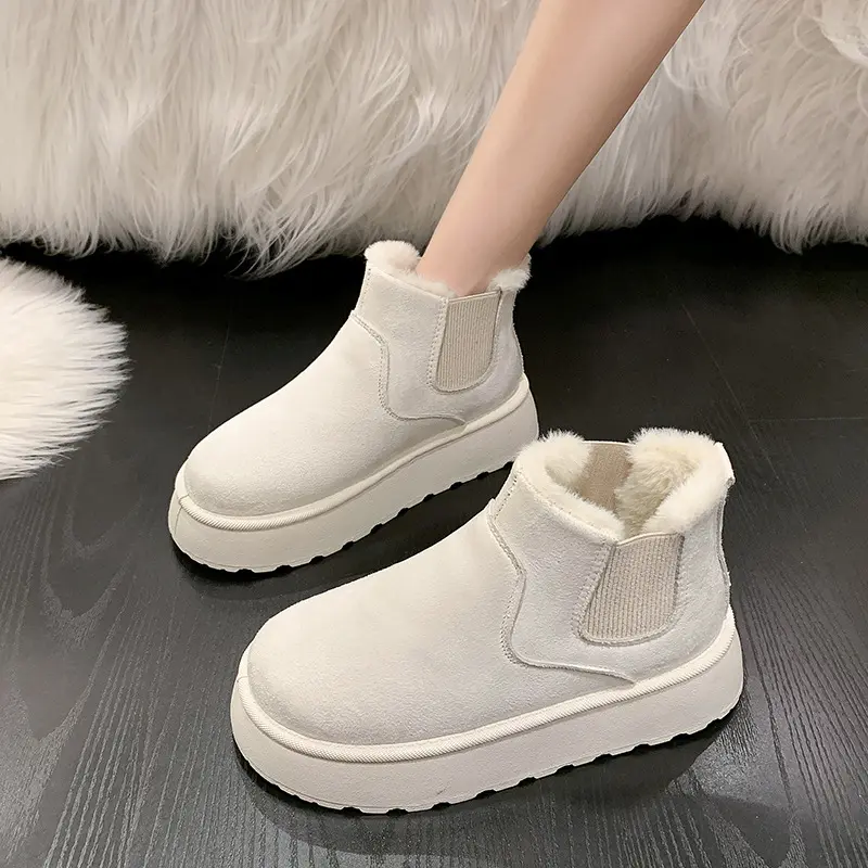 Botas de nieve de Invierno para mujer personalizadas de diseñador estilo coreano con cierre de calcetín con cremallera botas de plataforma de piel cálida para actividades al aire libre