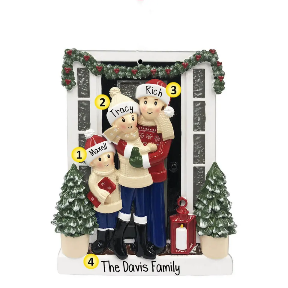 Personalizado Diy 2024 adorno de Navidad colgante decoración resina Mini familia árbol de Navidad colgante