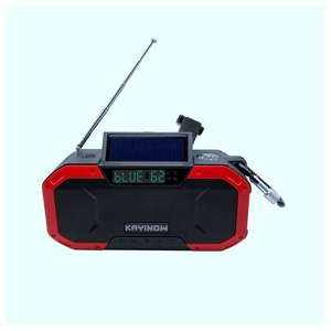 Alto-falante portátil df580 com receptor wireless, com rádio fm, luz solar recarregável, lanterna, clima, emergências