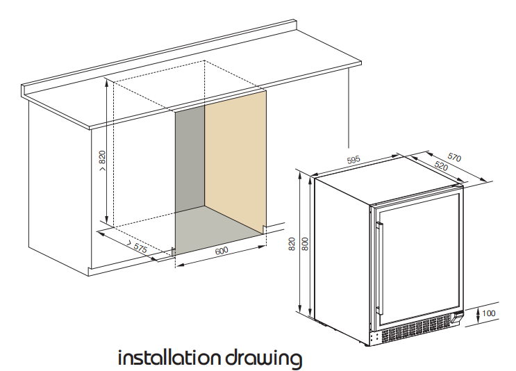 Built in 40 bottles Label-view Wine Cooler 1 zone