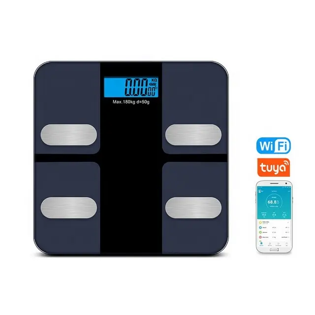 Guangzhou Home Bathroom Personal body Fat Weight Scales Digital WiFi Smart Tuya App Glass Electronic Weighing Machine bmi Scale