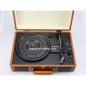 Reproductor de discos de vinilo de 3 velocidades, gramófono con cinturón de transmisión, Maleta portátil de Color marrón, Tocadiscos - Product Image 1