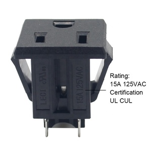 เต้ารับติดแผงปลั๊กไฟฟ้าแบบสแนปอินชนิด US ขนาด110V AC US เต้ารับไฟฟ้าแบบ3P 125V 15A สีดำ - Product Image 3