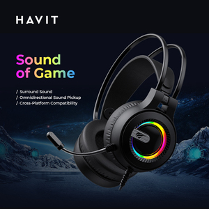 Havit H2040d RGB aydınlatma ve ayrılabilir mikrofon ile 3.5mm oyun kulaklığı Surround ses aşırı kulak kulaklık - Product Image 2