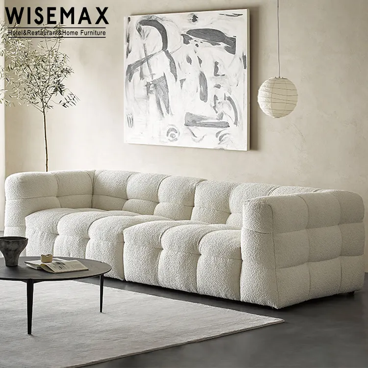 WISEMAX-muebles elegantes de diseñador italiano, muebles para el hogar, ajuste suave, tela de felpa, tapicería, sofá de color crema