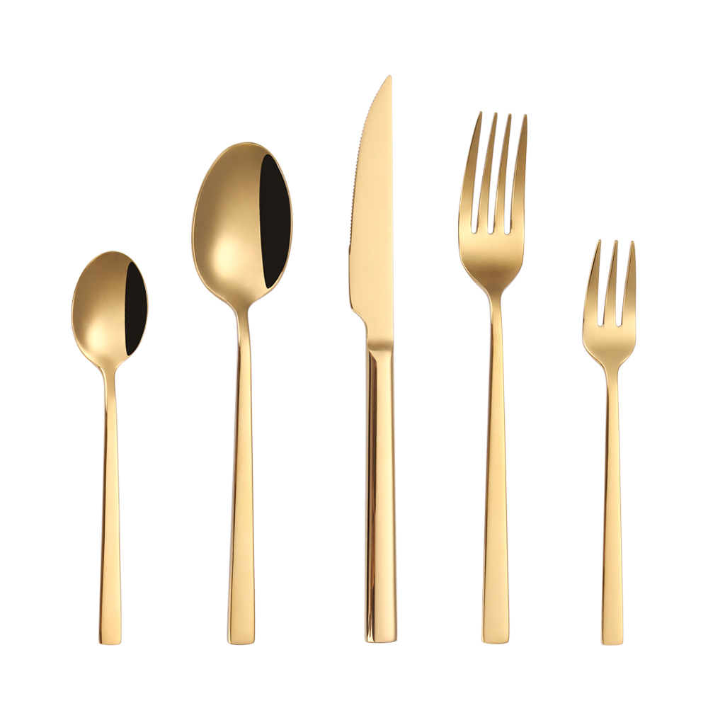 5 pezzi specchio oro (forchetta per torta) (B)