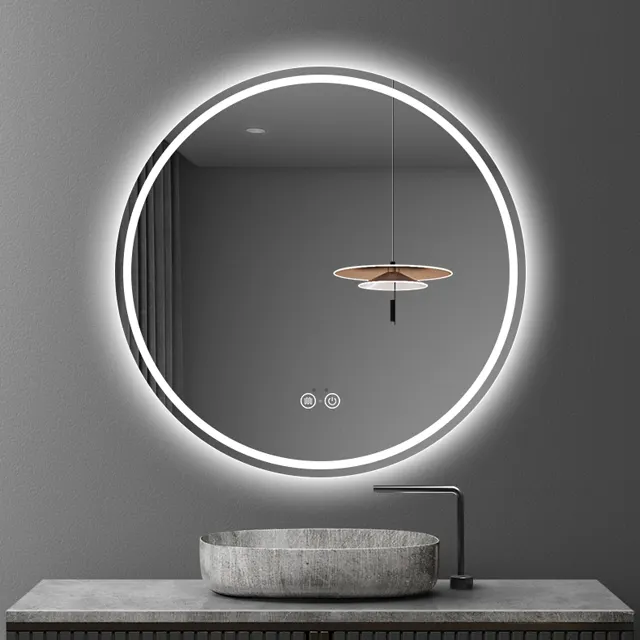 UCL-Espejo LED antivaho para baño y hogar, espejo de pared de montaje grande iluminado con Bluetooth, temperatura moderna, para Hotel y casa